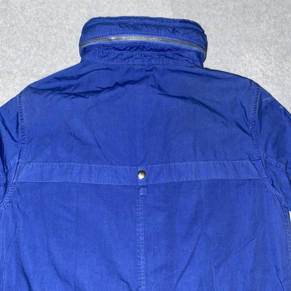 J Crew Women's Utility Cotton Jacket Small Blue Hooded Parka Fishtail Coat - Picture 14 of 16